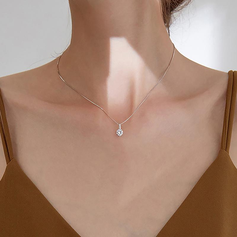 Elegant Round-Cut Solitaire Pendant Necklace