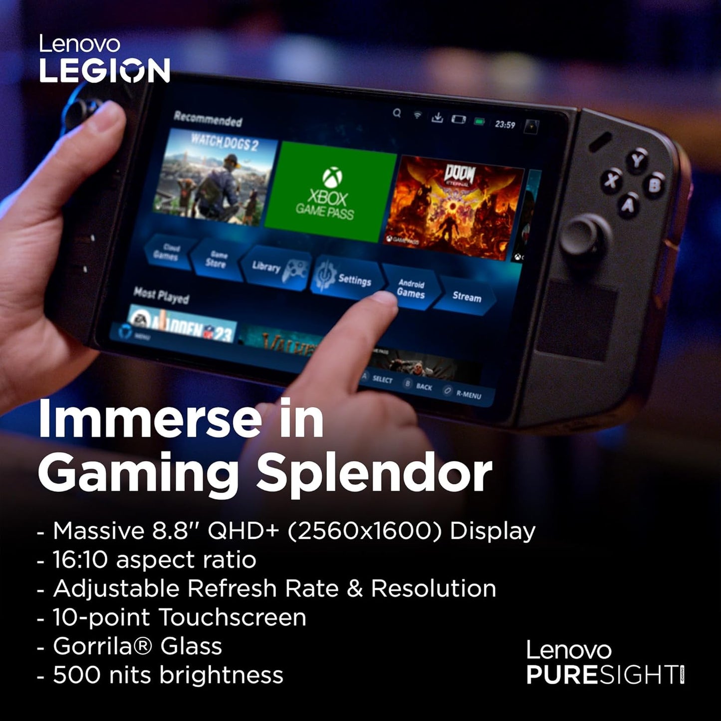 Lenovo Legion Go 8.8" 2K جهاز ألعاب محمول | Ryzen Z1 Extreme | 16GB | 512GB SSD