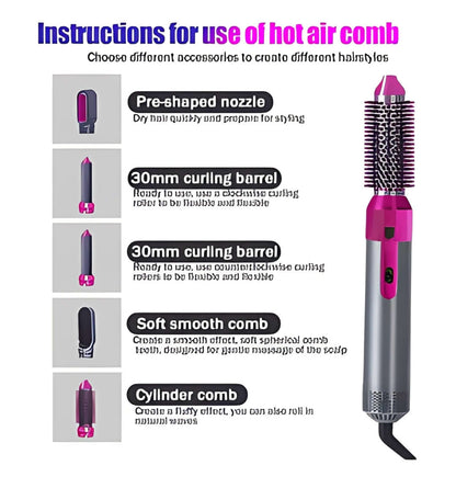 Hot Air Brush 5-in-1 – Hair Dryer & Styler for Smooth Salon Hair
