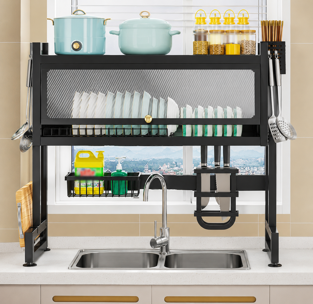 Kitchen Sink Shelf with Cabinet Door – رف حوض المطبخ مع باب خزانة